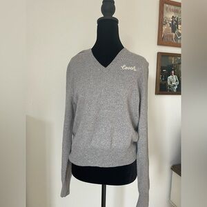 Coach Light Gray V-Neck Women's Sweater